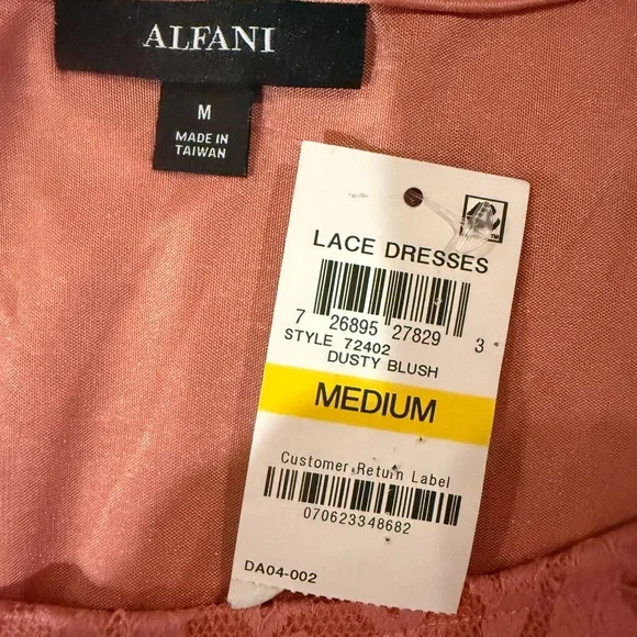 NWT Alfani Blush Pink Lace Midi Dress Bell Sleeve Wedding Guest Size M - Picture 2 of 8